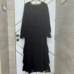 Baeutiful Frilled Long Dress-Black