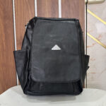 Sleek Leather Bagpack- Black - Image 7