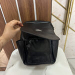Sleek Leather Bagpack- Black - Image 4