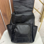 Sleek Leather Bagpack- Black - Image 3